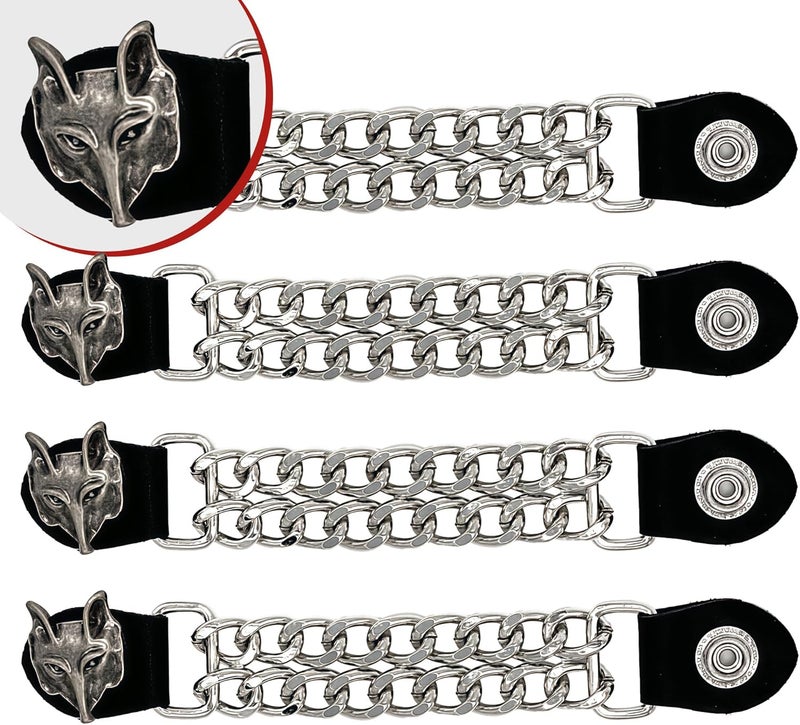 Mirthcos Motorcycle Vest Extenders for Men & Women - 4 PCS Leather Vest Extensions for Biker - Durable Double Chrome Chains - Image 5